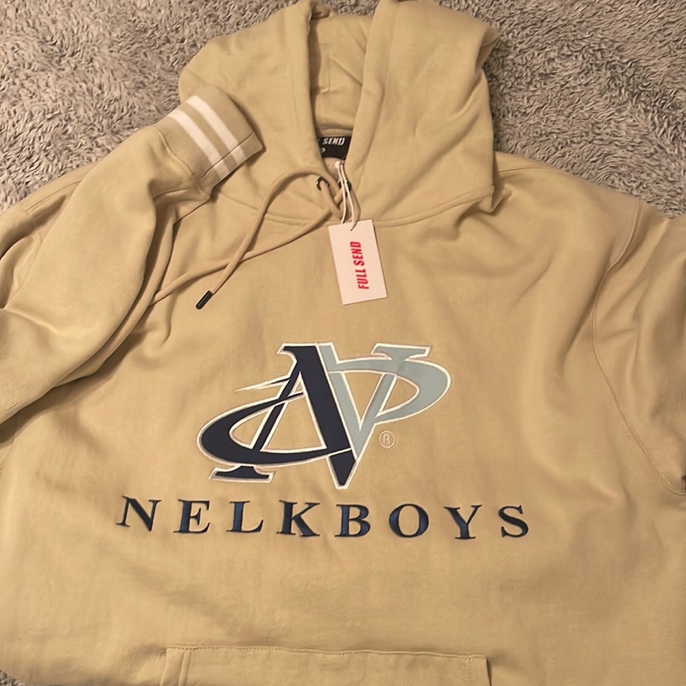 Nelkboys rare hoodie with offical full send tag on it.